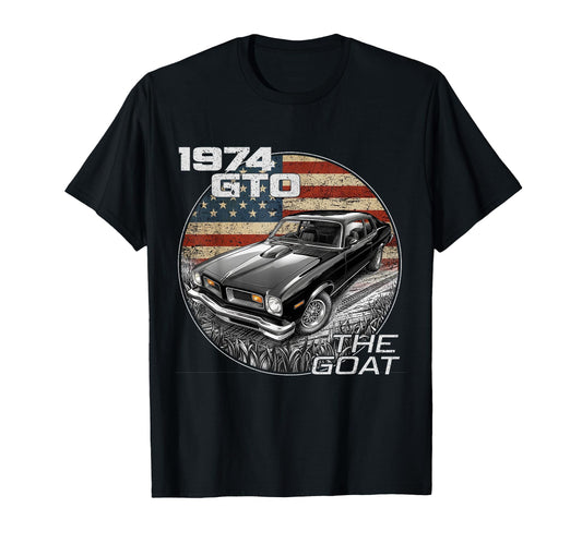 74 1974 Gto American Flag Silhouette T-Shirt - Graphic Print Men Women - T-Shirt, Sweatshirt, Hoodie