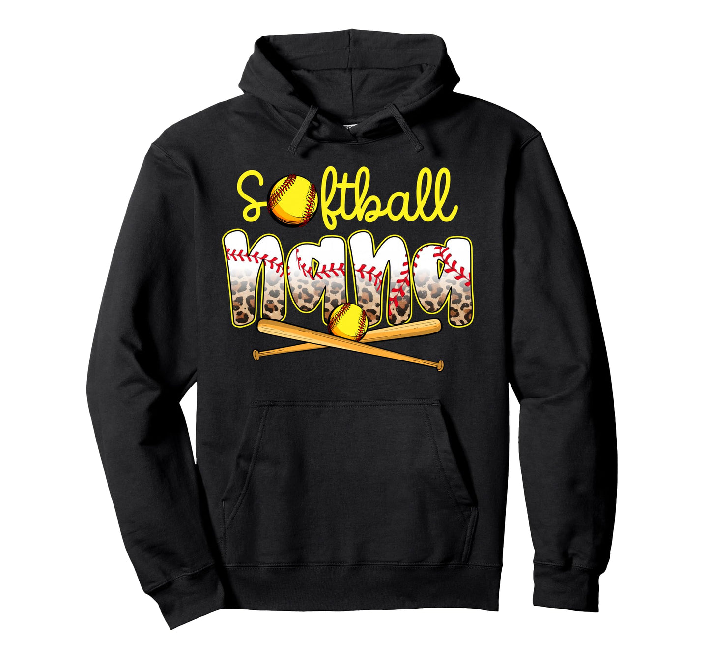 Softball Nana Leopard Mothers Day Hoodie - Graphic Print for Adults - T-Shirt, Sweatshirt, Hoodie