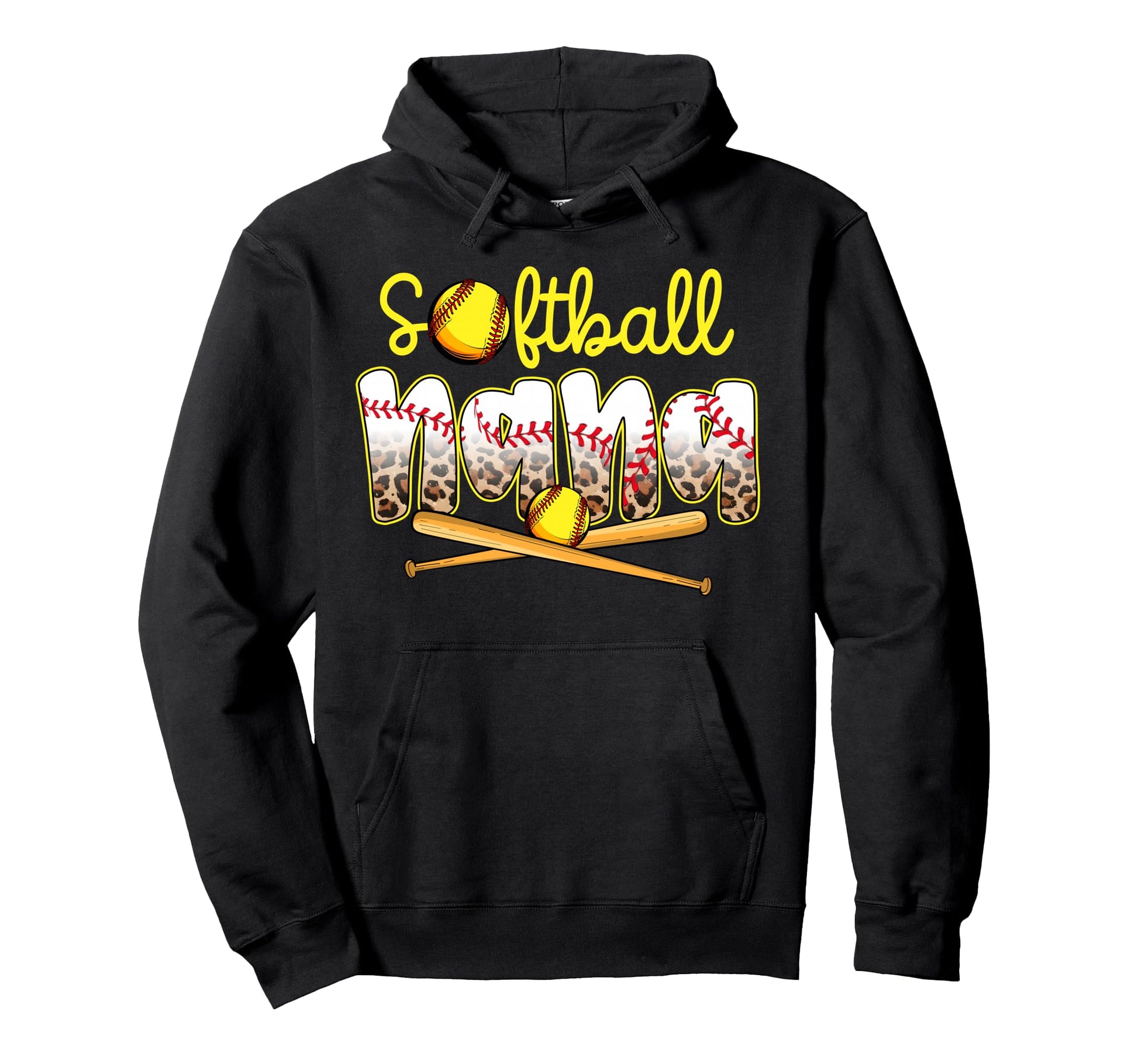 Softball Nana Leopard Mothers Day Hoodie - Graphic Print for Adults - T-Shirt, Sweatshirt, Hoodie
