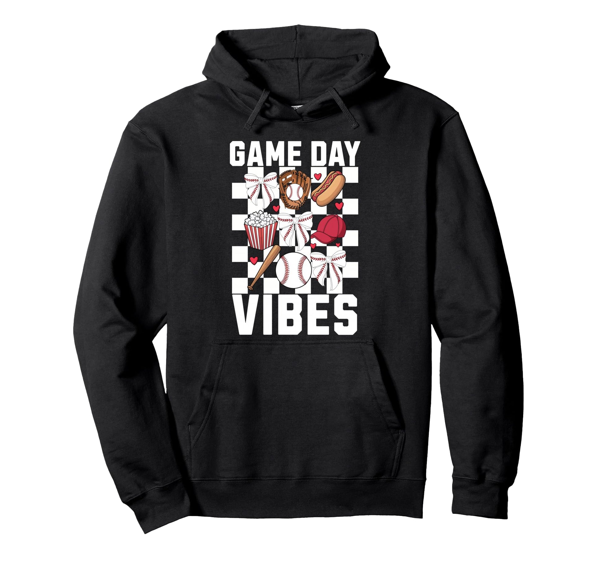 Game Day Vibes Coquette Bow Baseball Hoodie - Aesthetic Graphic for Adults - T-Shirt, Sweatshirt, Hoodie