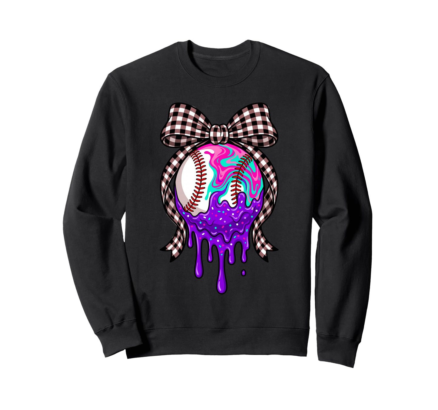 Softball Coquette Bow Dripping Sweatshirt - Trendy Graphic for Adults - T-Shirt, Sweatshirt, Hoodie
