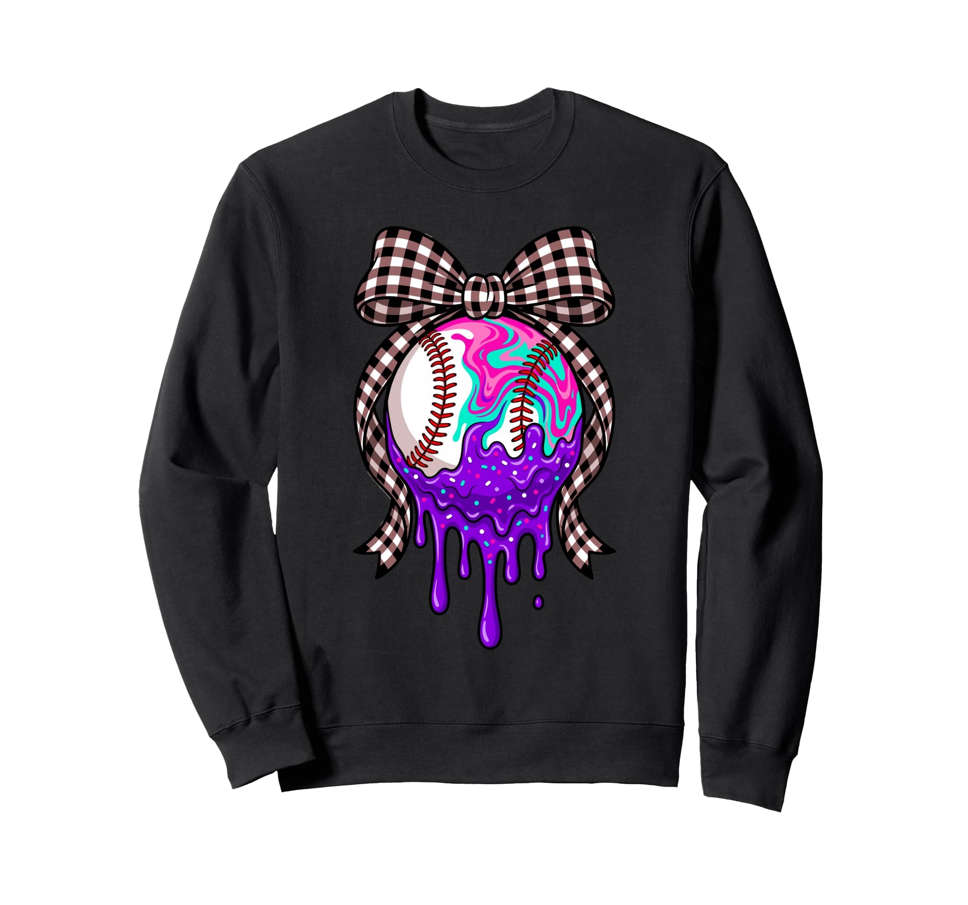 Softball Coquette Bow Dripping Sweatshirt - Trendy Graphic for Adults - T-Shirt, Sweatshirt, Hoodie