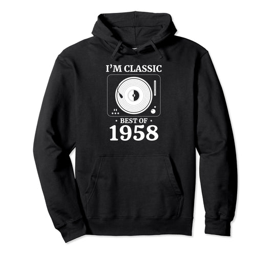 1958 Birthday Vinyl Lp Music Record Hoodie - Aesthetic Graphic Unisex - T-Shirt, Sweatshirt, Hoodie