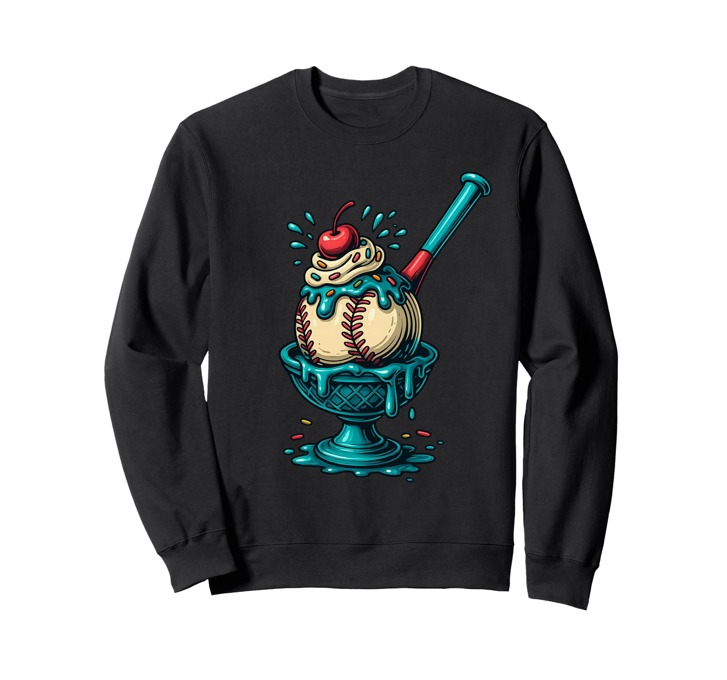 Baseball Ice Cream Sundae Funny Sweatshirt - Trendy Graphic Men Women - T-Shirt, Sweatshirt, Hoodie