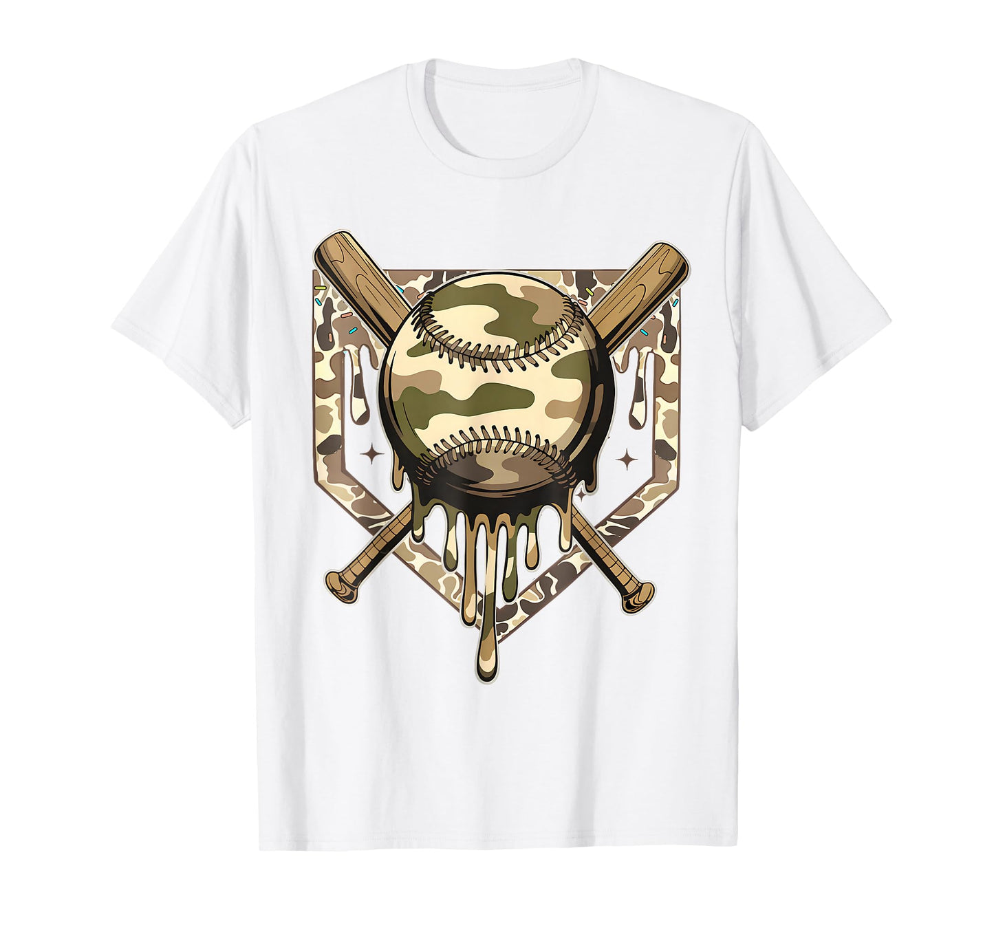 Dripping Baseball Camo Camouflage Game T-Shirt - Minimalist Print Unisex - T-Shirt, Sweatshirt, Hoodie