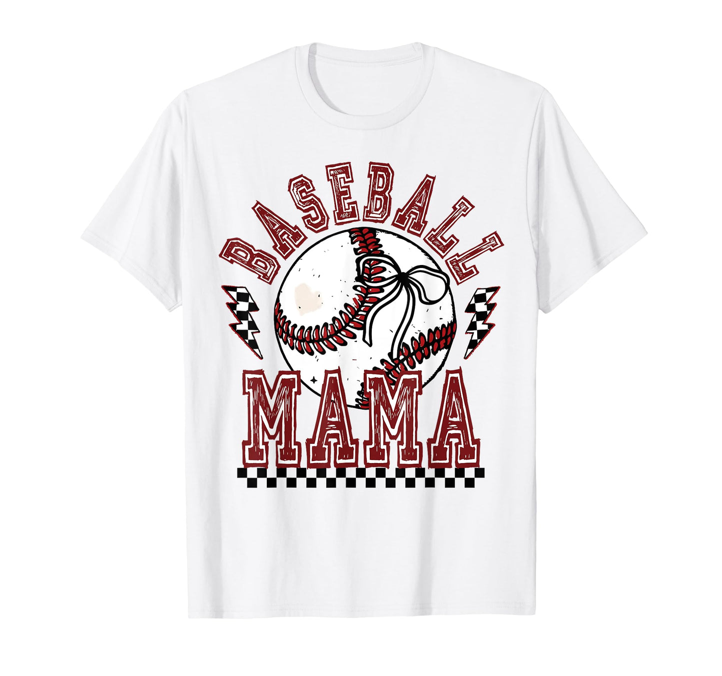 Checkered Baseball Mama Coquette Mom T-Shirt - Novelty Apparel Men Women - T-Shirt, Sweatshirt, Hoodie