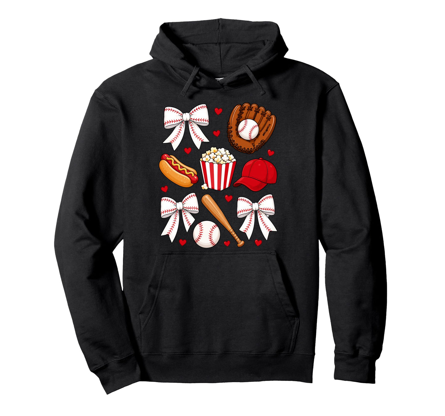 Baseball Coquette Bow Mom Mama Hoodie - Novelty Apparel Unisex - T-Shirt, Sweatshirt, Hoodie