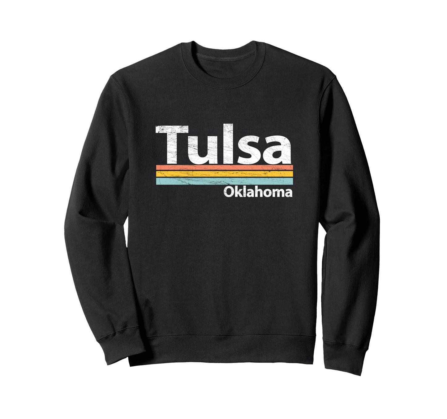 Tulsa Oklahoma Worn Stripes Sweatshirt - Trendy Graphic for Adults - T-Shirt, Sweatshirt, Hoodie