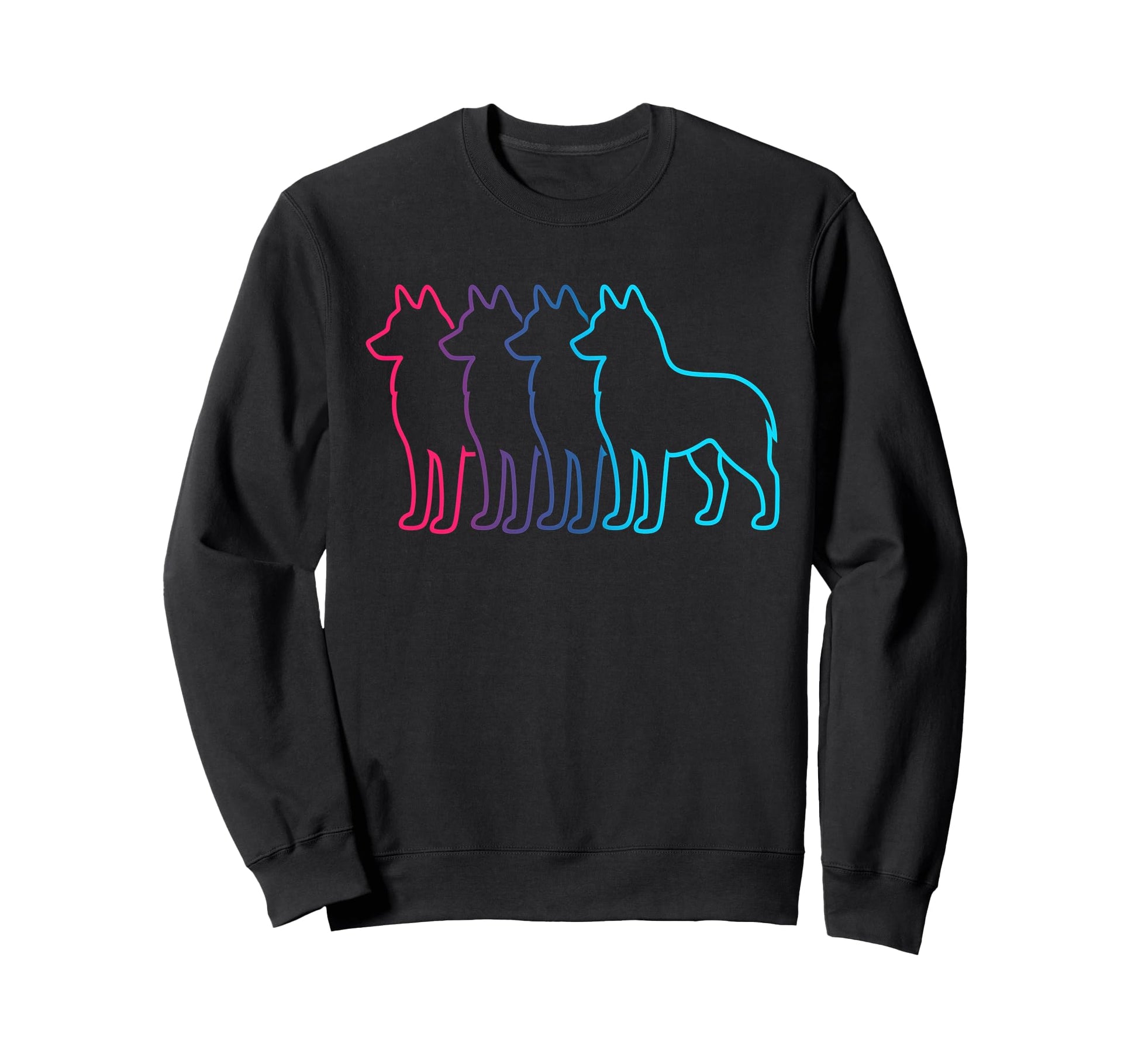 Husky Silhouette Synthwave Sweatshirt - Trendy Graphic for Adults - T-Shirt, Sweatshirt, Hoodie