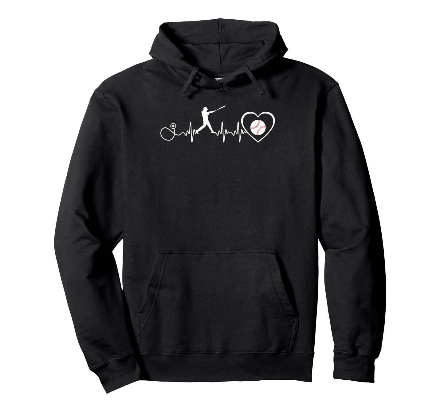 Baseball Heartbeat Pulse Funny Hoodie - Minimalist Print for Adults - T-Shirt, Sweatshirt, Hoodie