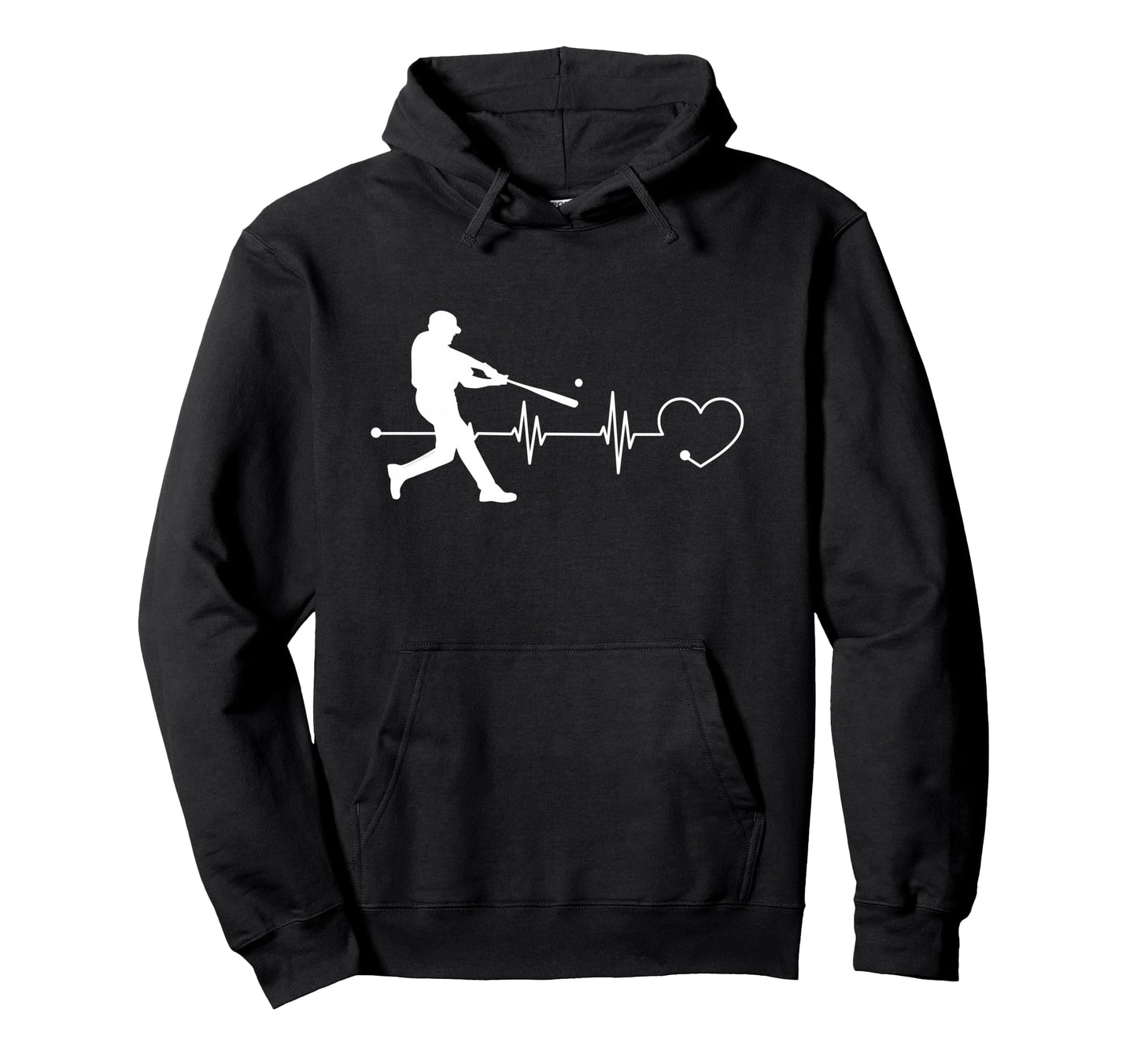 Baseball Lover Heartbeat Pitcher Batter Hoodie - Trendy Graphic for Adults - T-Shirt, Sweatshirt, Hoodie