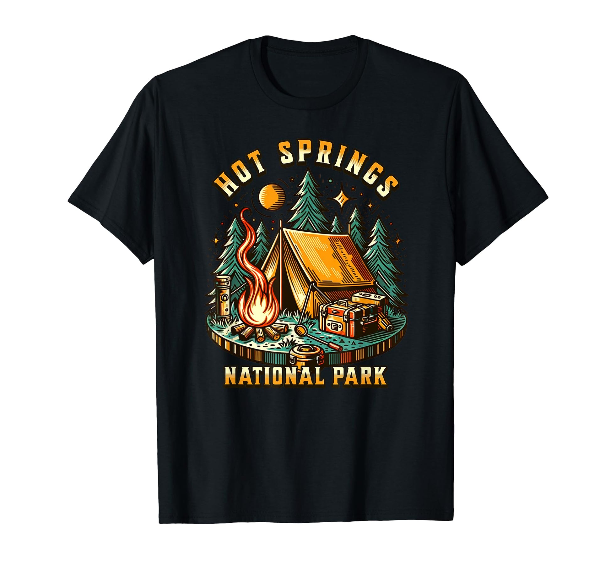 Camping Forest Tent Campfire Hot T-Shirt - Streetwear Style for Adults - T-Shirt, Sweatshirt, Hoodie