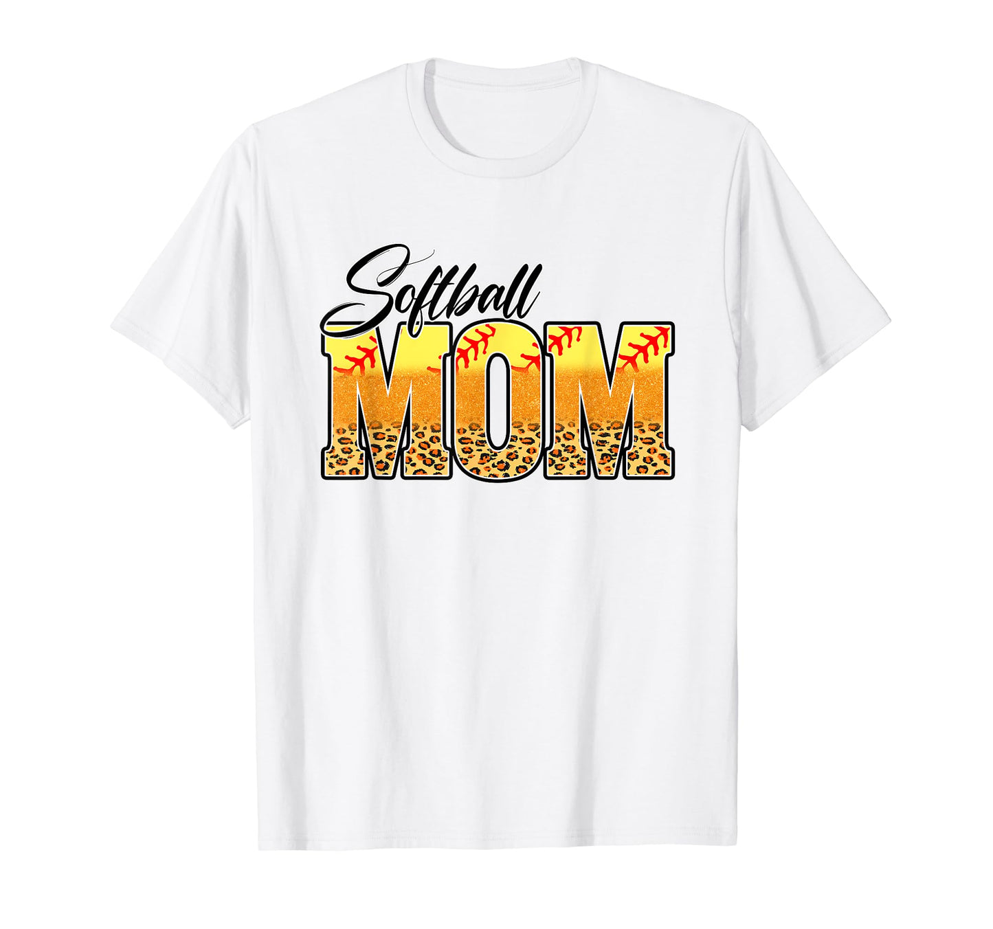 Softball Mom Leopard Funny Softball T-Shirt - Casual Everyday Wear Unisex - T-Shirt, Sweatshirt, Hoodie
