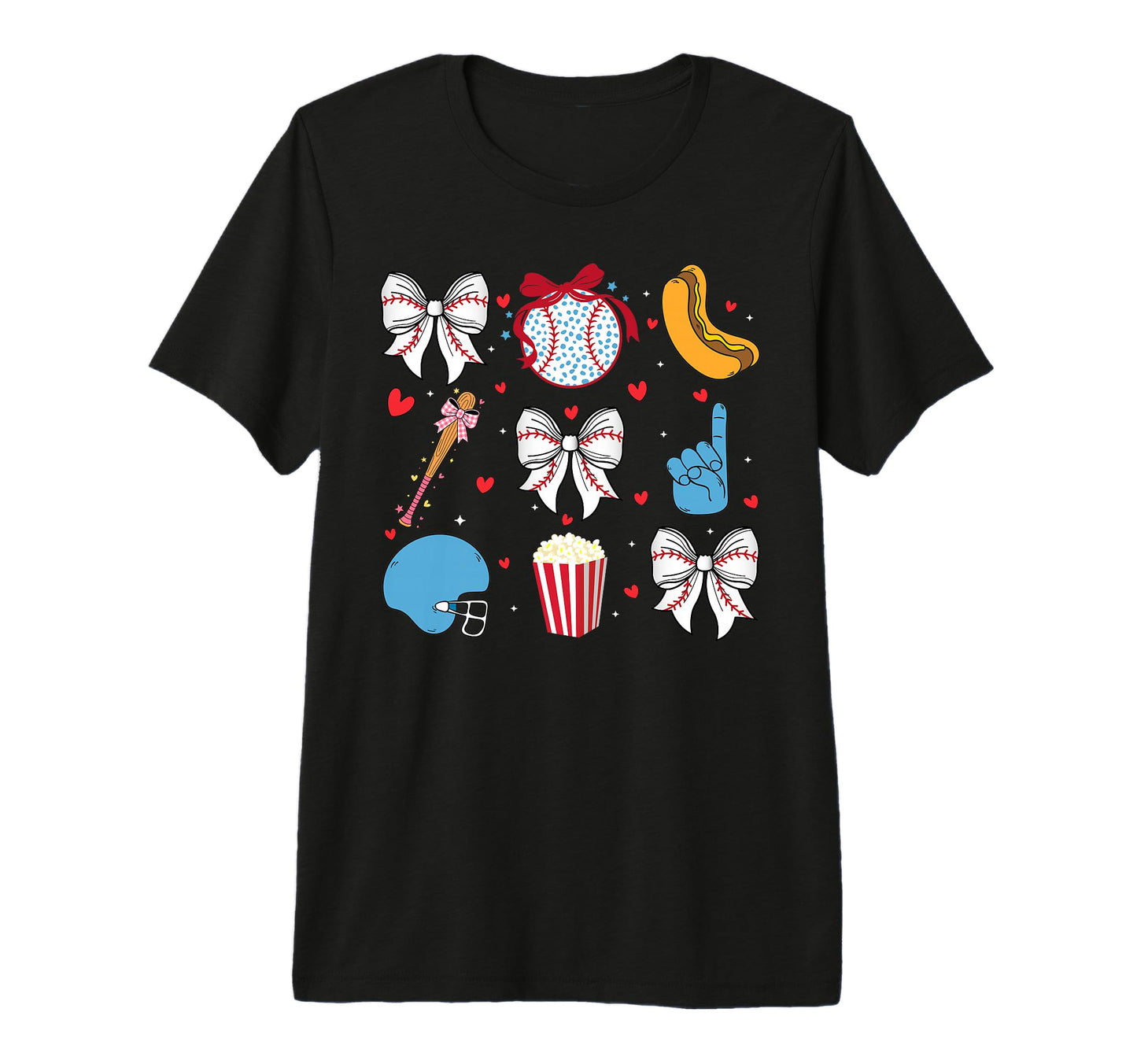 Baseball Coquette Bow Cheer Game T-Shirt - Fun Novelty Design for Adults - T-Shirt, Sweatshirt, Hoodie