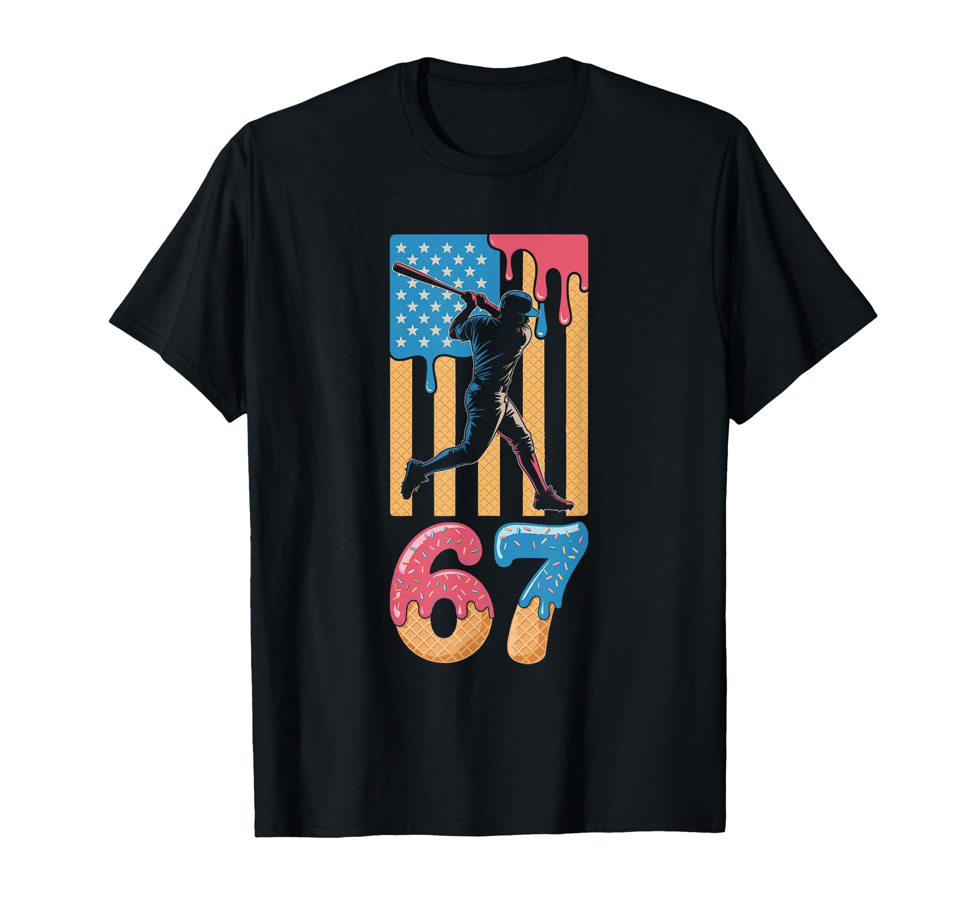 Baseball Drip Usa Flag 67 Player 67Th T-Shirt - Unique Graphic Unisex - T-Shirt, Sweatshirt, Hoodie