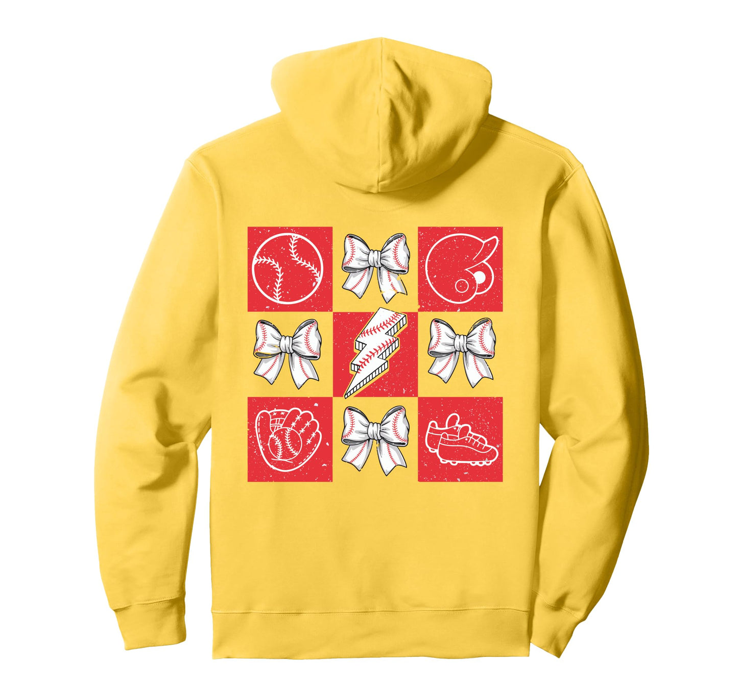 Checkered Baseball Coquette Game Day Bow Hoodie - Custom Art Print Unisex - T-Shirt, Sweatshirt, Hoodie