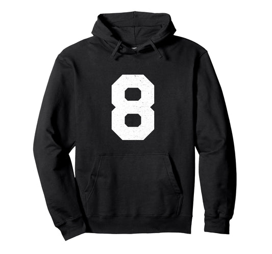8 Jersey Uniform Varsity Sports Hoodie - Casual Everyday Wear Unisex - T-Shirt, Sweatshirt, Hoodie