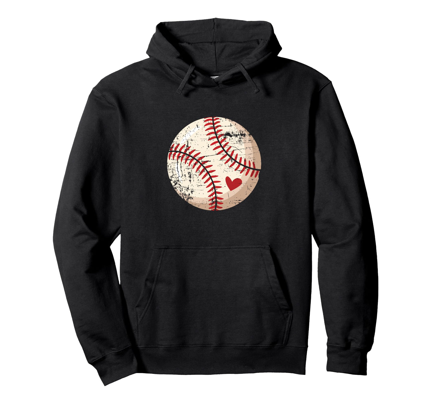 Distressed Baseball Heart Trendy Sports Hoodie - Streetwear Style Men Women - T-Shirt, Sweatshirt, Hoodie