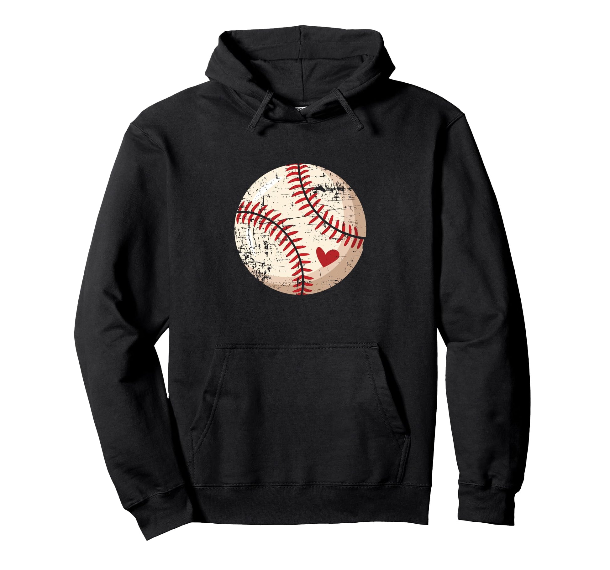 Distressed Baseball Heart Trendy Sports Hoodie - Streetwear Style Men Women - T-Shirt, Sweatshirt, Hoodie