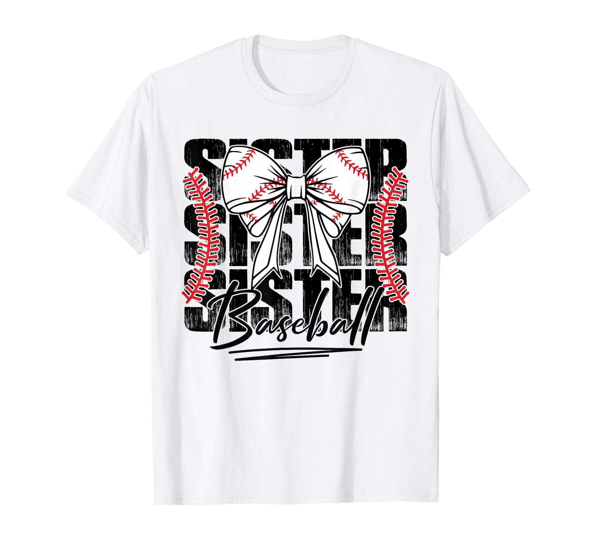 Baseball Sister Coquette Bow Game T-Shirt - Streetwear Style for Adults - T-Shirt, Sweatshirt, Hoodie