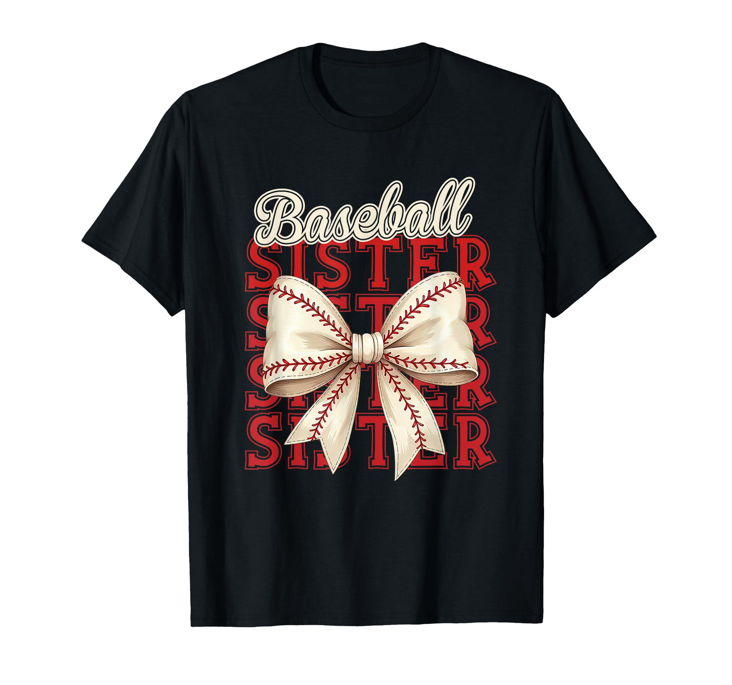 Baseball Sister Coquette Bow Baseball T-Shirt - Custom Art Print for Adults - T-Shirt, Sweatshirt, Hoodie