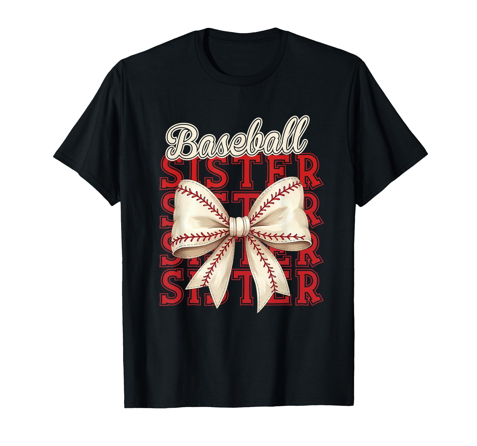 Baseball Sister Coquette Bow Baseball T-Shirt - Custom Art Print for Adults - T-Shirt, Sweatshirt, Hoodie