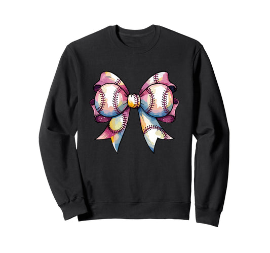 Baseball Bow Tie Coquette Baseball Sweatshirt - Custom Art Print Men Women - T-Shirt, Sweatshirt, Hoodie