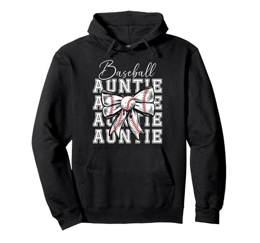 Baseball Auntie Coquette Baseball Aunt Hoodie - Novelty Apparel for Adults - T-Shirt, Sweatshirt, Hoodie