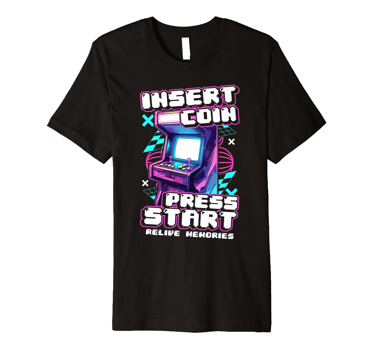 Arcade Machine Insert Coin Press Start T-Shirt - Minimalist Print Unisex - T-Shirt, Sweatshirt, Hoodie