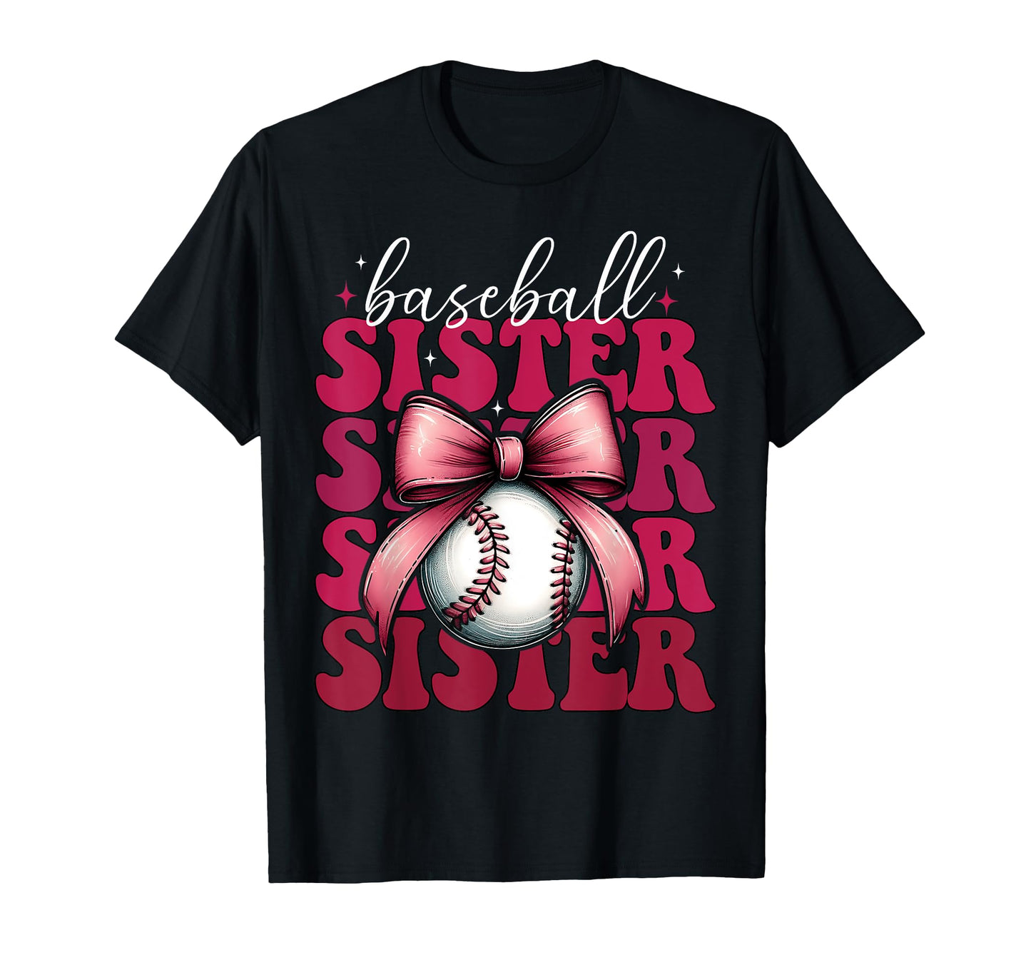 Baseball Sister Baseball Coquette Bow T-Shirt - Graphic Print for Adults - T-Shirt, Sweatshirt, Hoodie