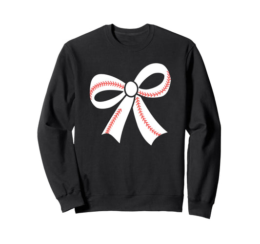 Baseball Bow Baseball Mom Mama Sweatshirt - Graphic Print Men Women - T-Shirt, Sweatshirt, Hoodie