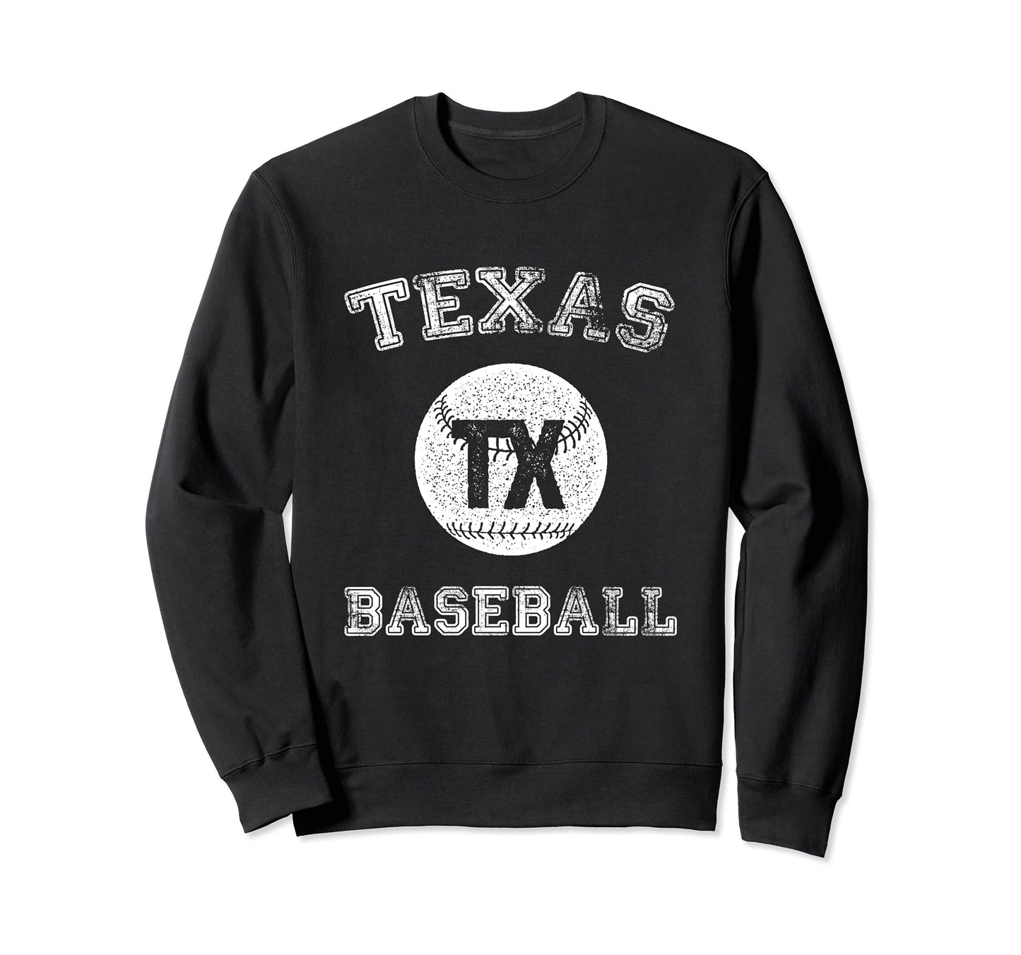 Texas Baseball Distressed College Sweatshirt - Aesthetic Graphic Men Women - T-Shirt, Sweatshirt, Hoodie
