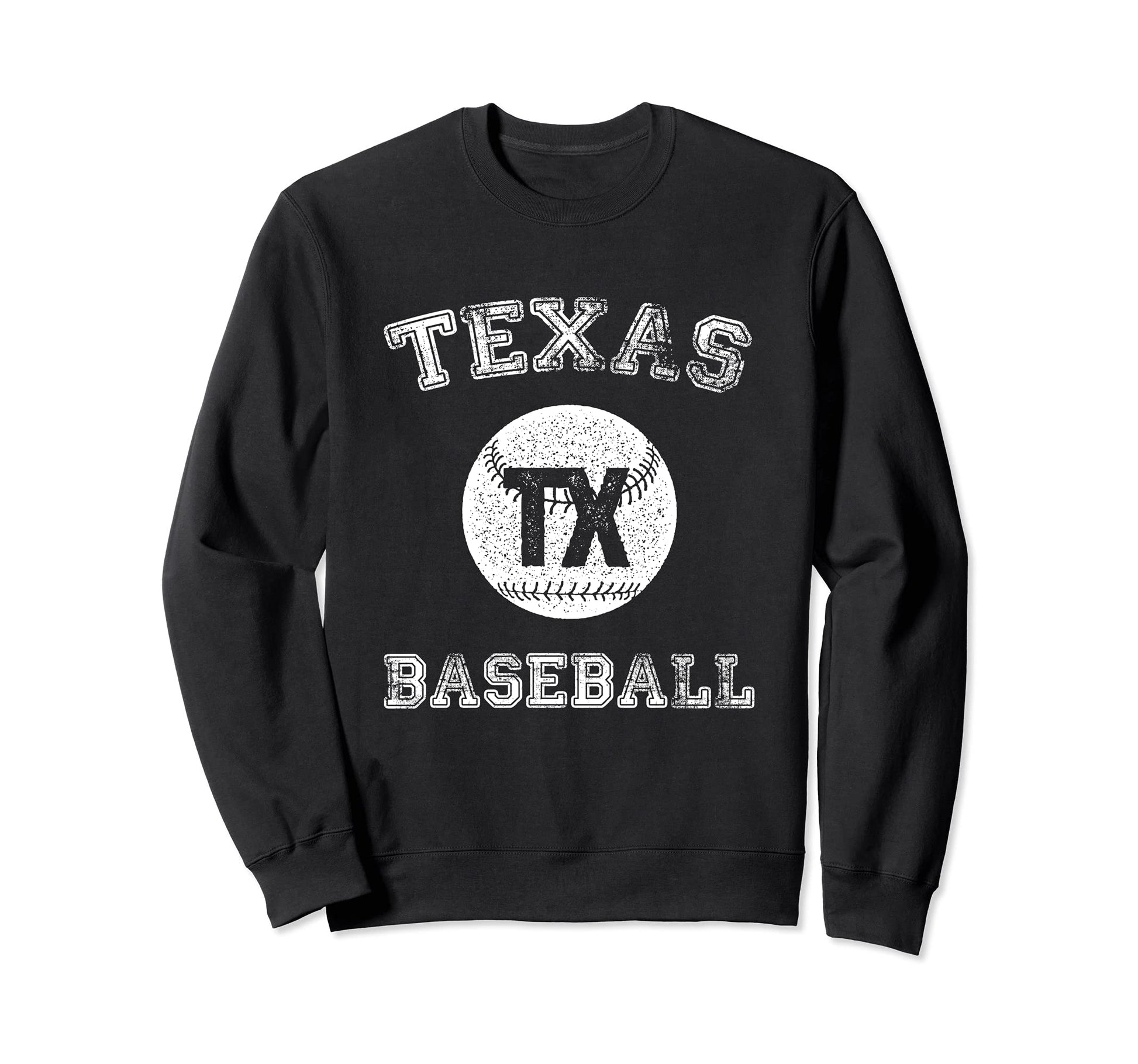 Texas Baseball Distressed College Sweatshirt - Aesthetic Graphic Men Women - T-Shirt, Sweatshirt, Hoodie
