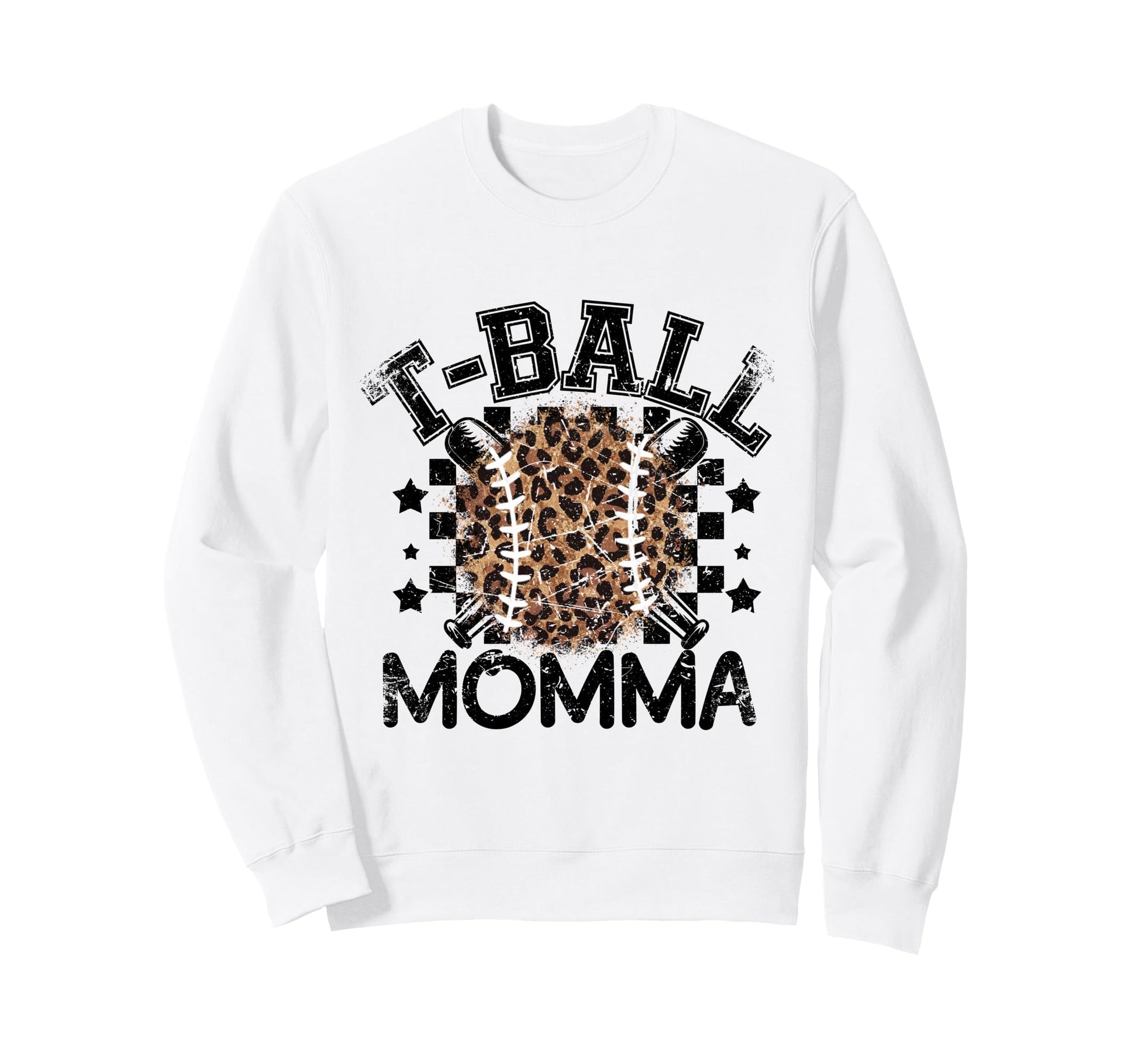 T Ball Teeball Momma Leopard Sweatshirt - Streetwear Style for Adults - T-Shirt, Sweatshirt, Hoodie
