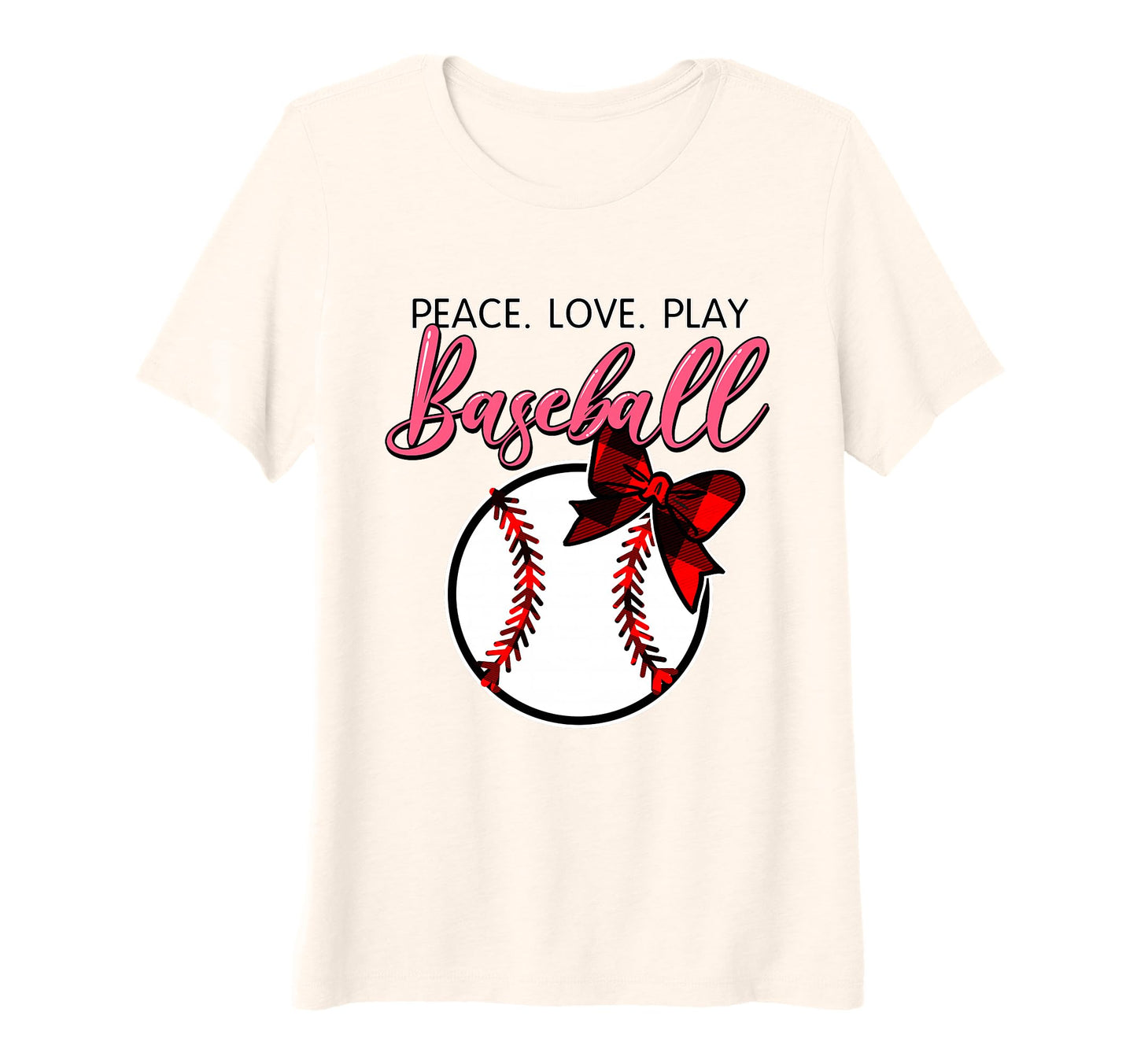 Womens Baseball Peace Love Play Baseball T-Shirt - Custom Art Print Unisex - T-Shirt, Sweatshirt, Hoodie