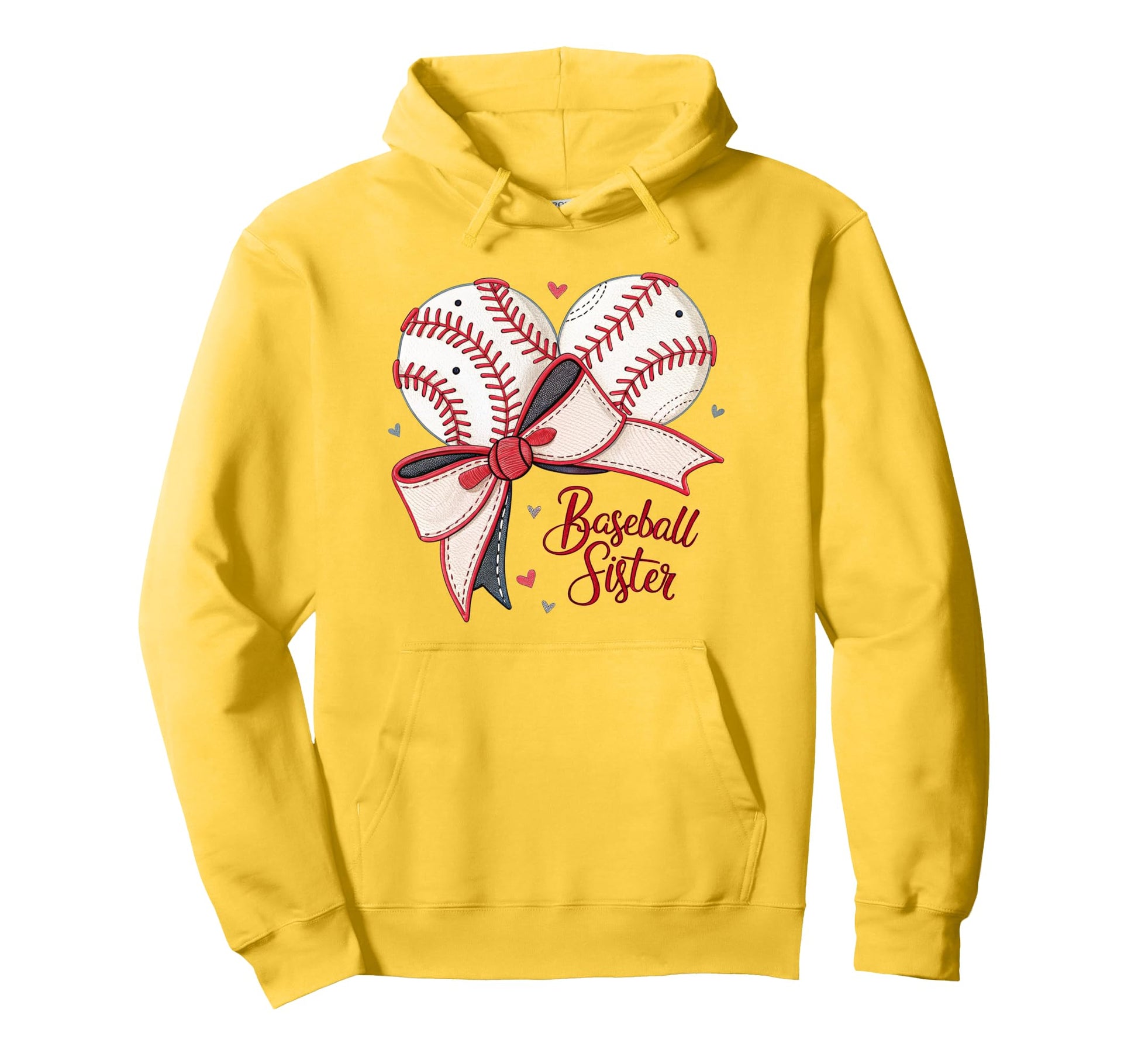 Baseball Sister Coquette Bow Cheer Hoodie - Casual Everyday Wear Unisex - T-Shirt, Sweatshirt, Hoodie