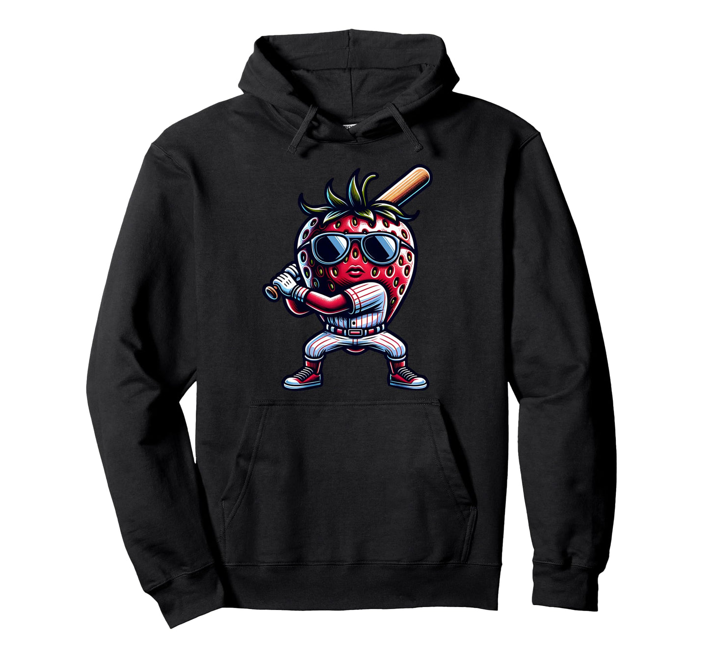 Baseball Strawberry Vibes Field Fun Hoodie - Fun Novelty Design for Adults - T-Shirt, Sweatshirt, Hoodie