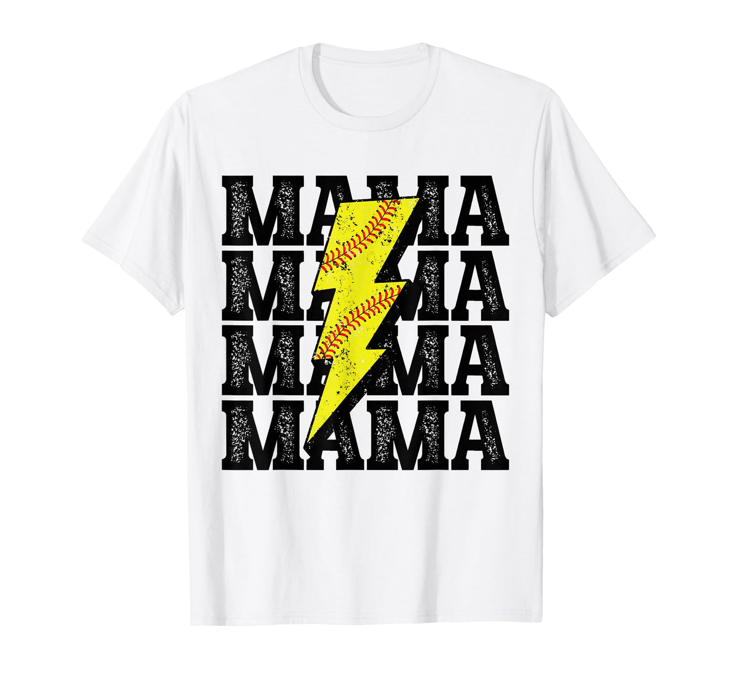 Softball Mama Distressed Lightning T-Shirt - Streetwear Style Men Women - T-Shirt, Sweatshirt, Hoodie