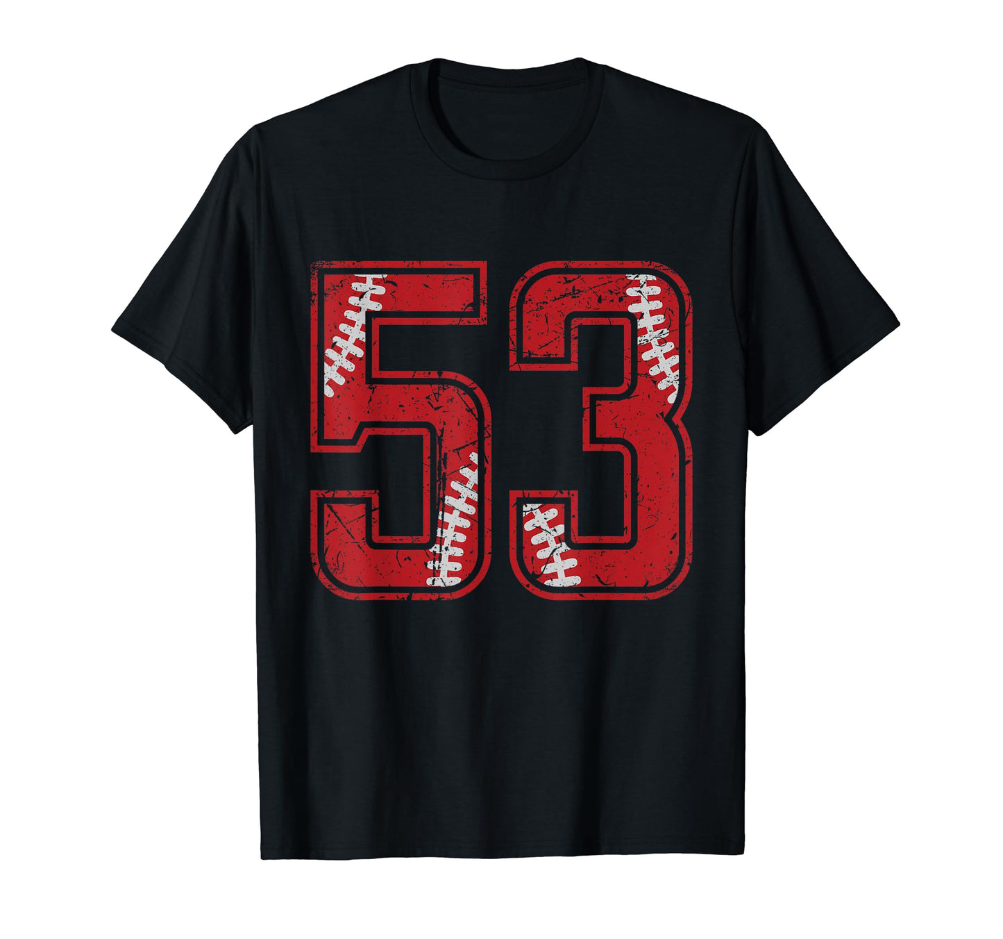 Number 53 Distressed Baseball Jersey T-Shirt - Novelty Apparel for Adults - T-Shirt, Sweatshirt, Hoodie