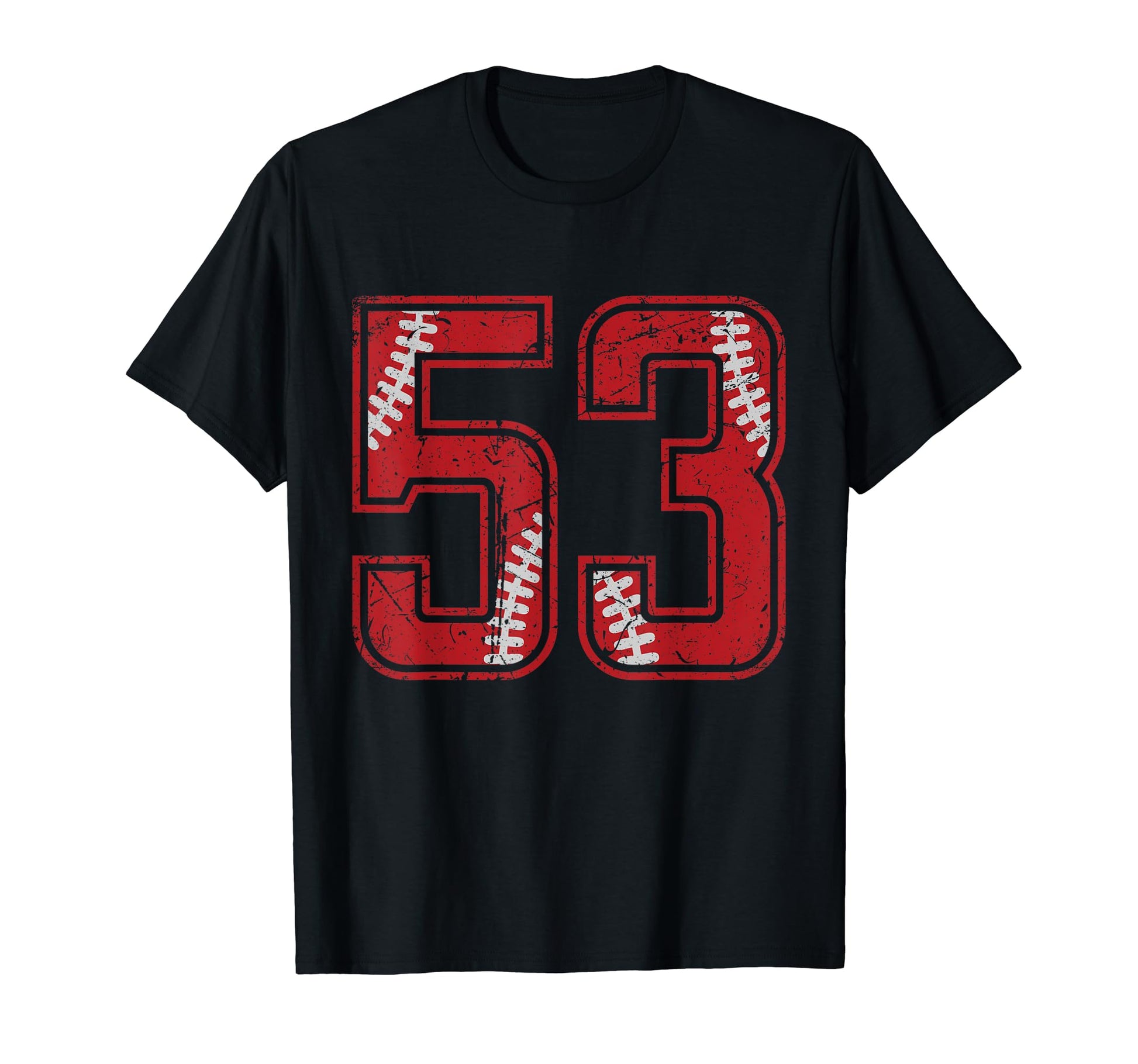 Number 53 Distressed Baseball Jersey T-Shirt - Novelty Apparel for Adults - T-Shirt, Sweatshirt, Hoodie