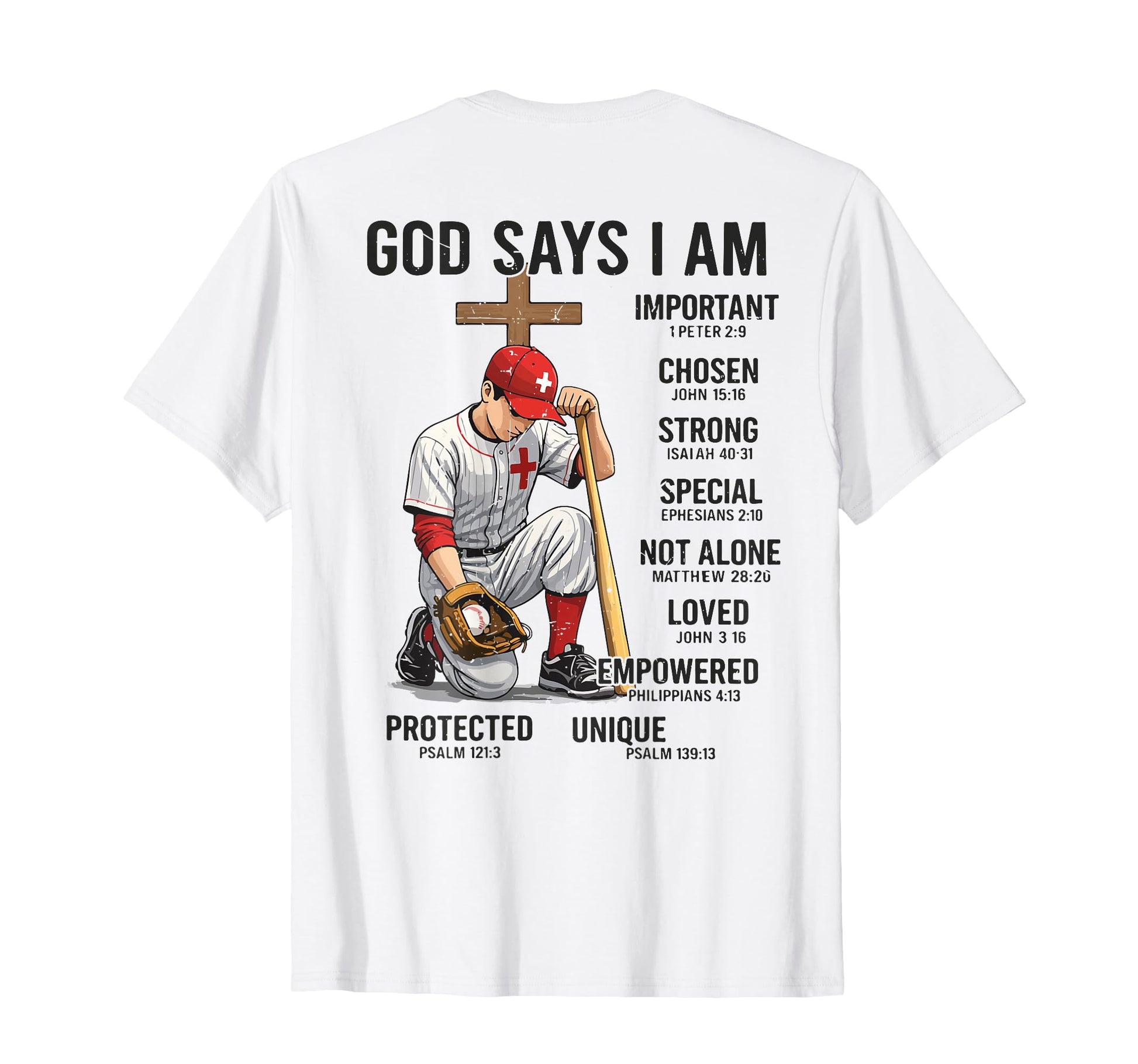Christian Baseball God Says I Am Bible T-Shirt - Unique Graphic for Adults - T-Shirt, Sweatshirt, Hoodie