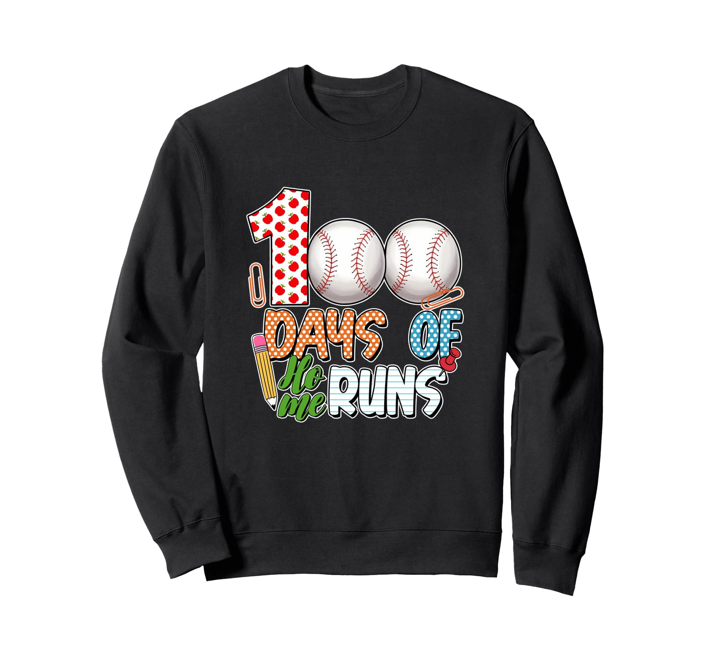 100 Days Home Runs Baseball 100Th Sweatshirt - Aesthetic Graphic Men Women - T-Shirt, Sweatshirt, Hoodie