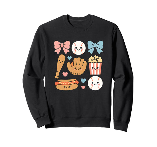 Baseball Coquette Bow Cheer Mom Sweatshirt - Unique Graphic Men Women - T-Shirt, Sweatshirt, Hoodie