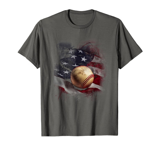 Baseball And American Flag Usa T-Shirt - Aesthetic Graphic Men Women - T-Shirt, Sweatshirt, Hoodie