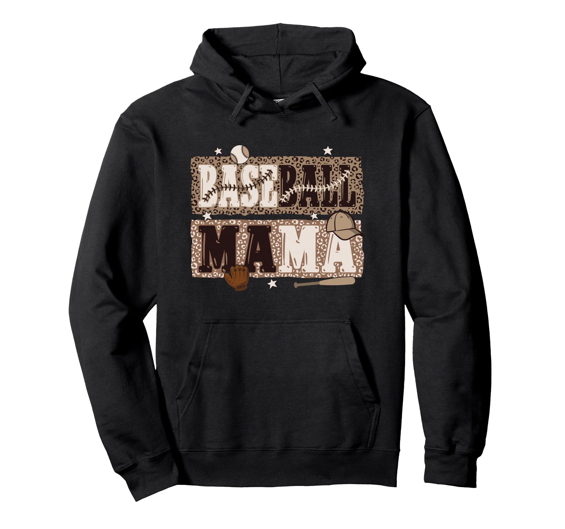 Baseball Mom Leopard Art Funny Baseball Hoodie - Graphic Print for Adults - T-Shirt, Sweatshirt, Hoodie