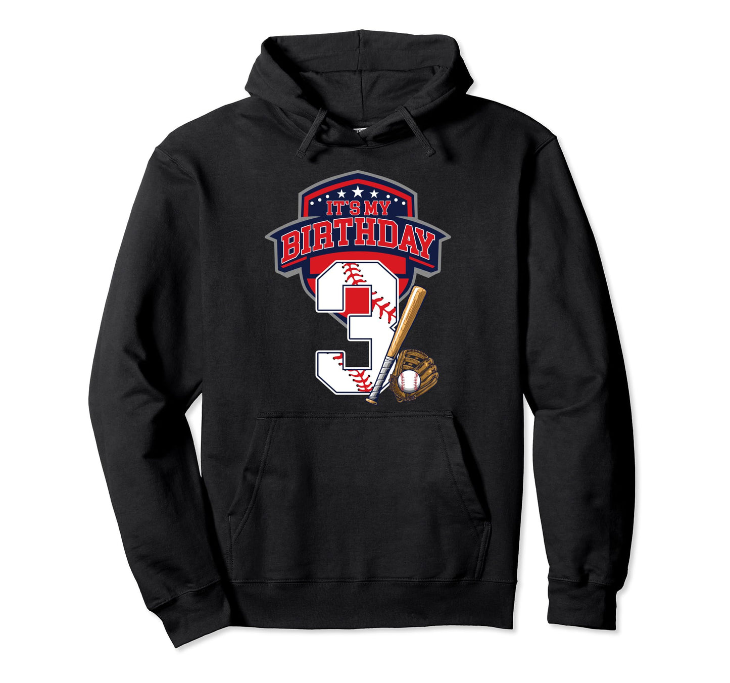 Its My 3Rd Baseball Birthday Party Hoodie - Unique Graphic for Adults - T-Shirt, Sweatshirt, Hoodie