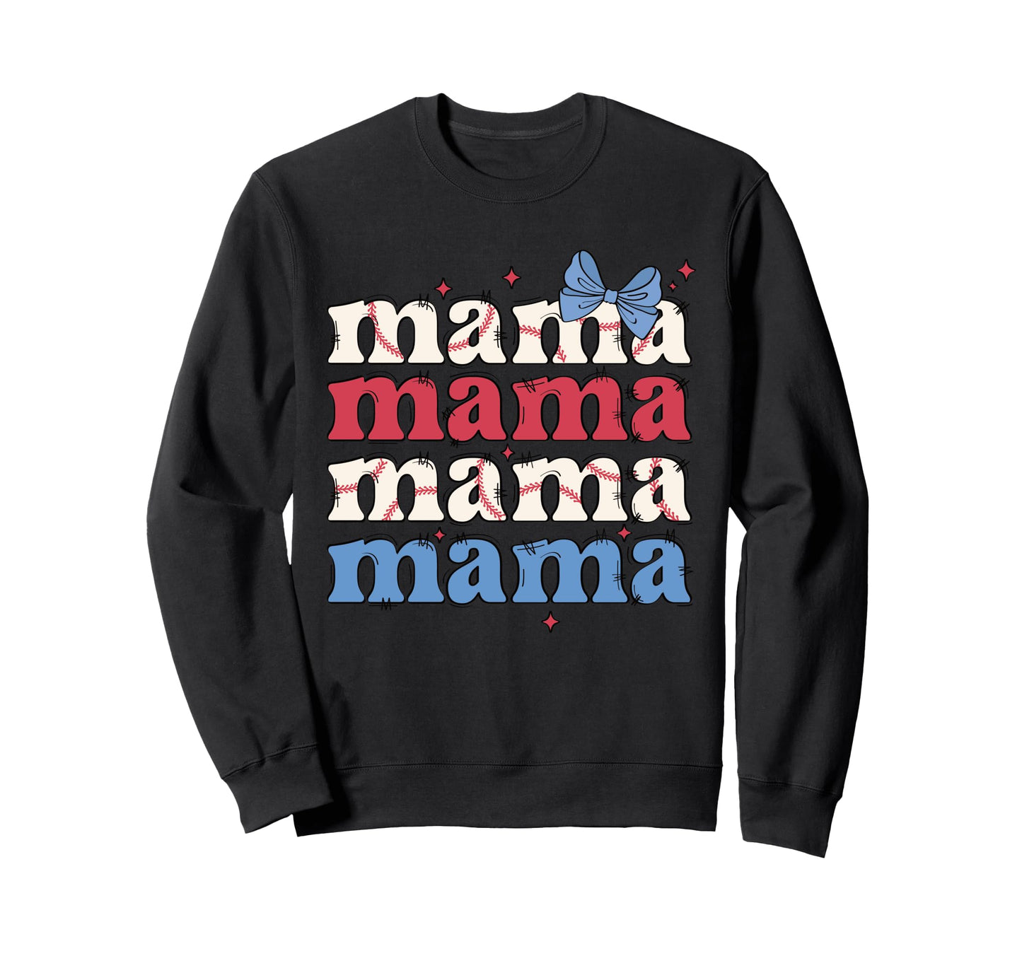 Baseball Mama Sports Bow And Sweatshirt - Novelty Apparel Men Women - T-Shirt, Sweatshirt, Hoodie