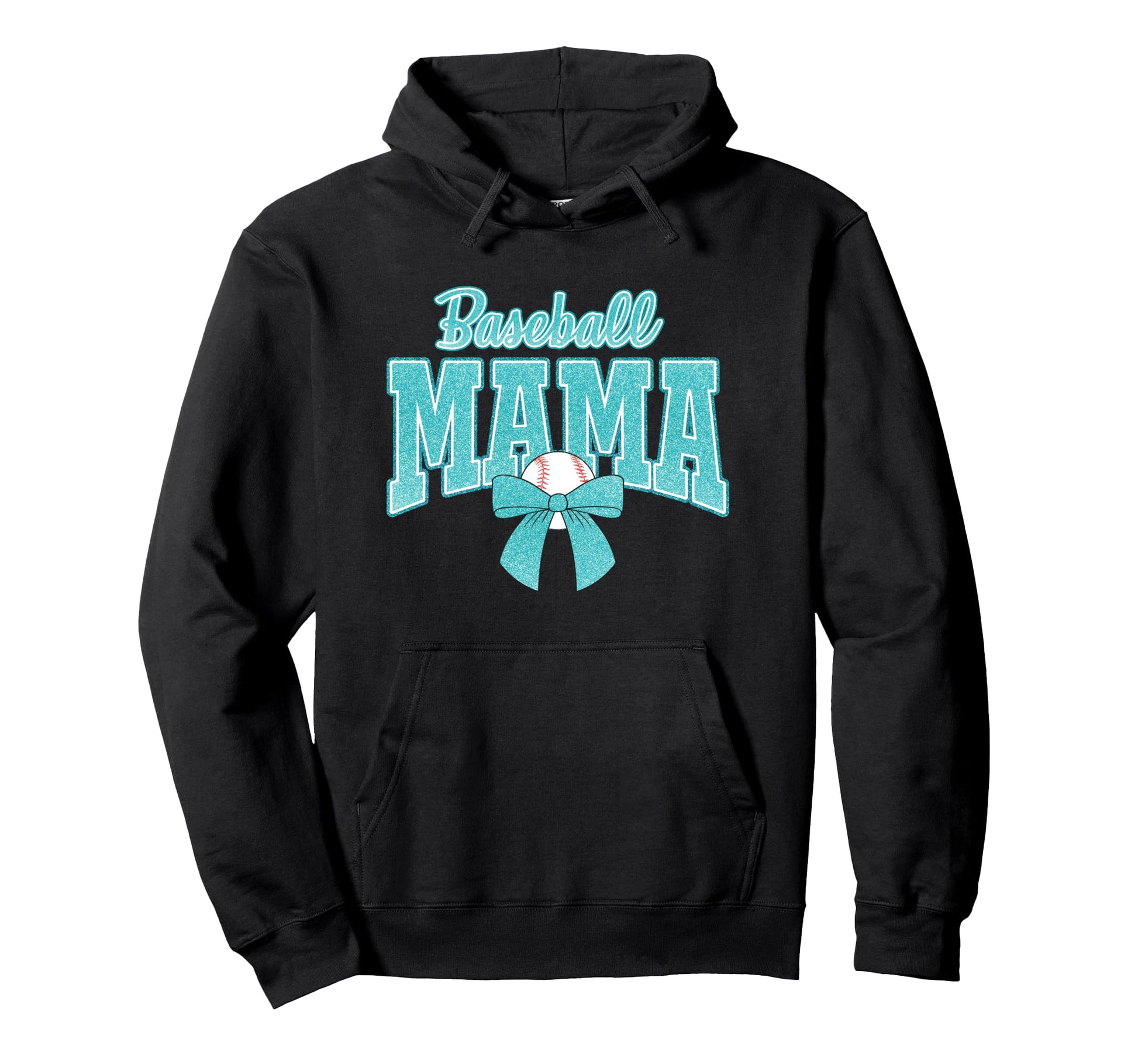 Baseball Mama Sports Bow Ball Game Day Hoodie - Graphic Print Men Women - T-Shirt, Sweatshirt, Hoodie