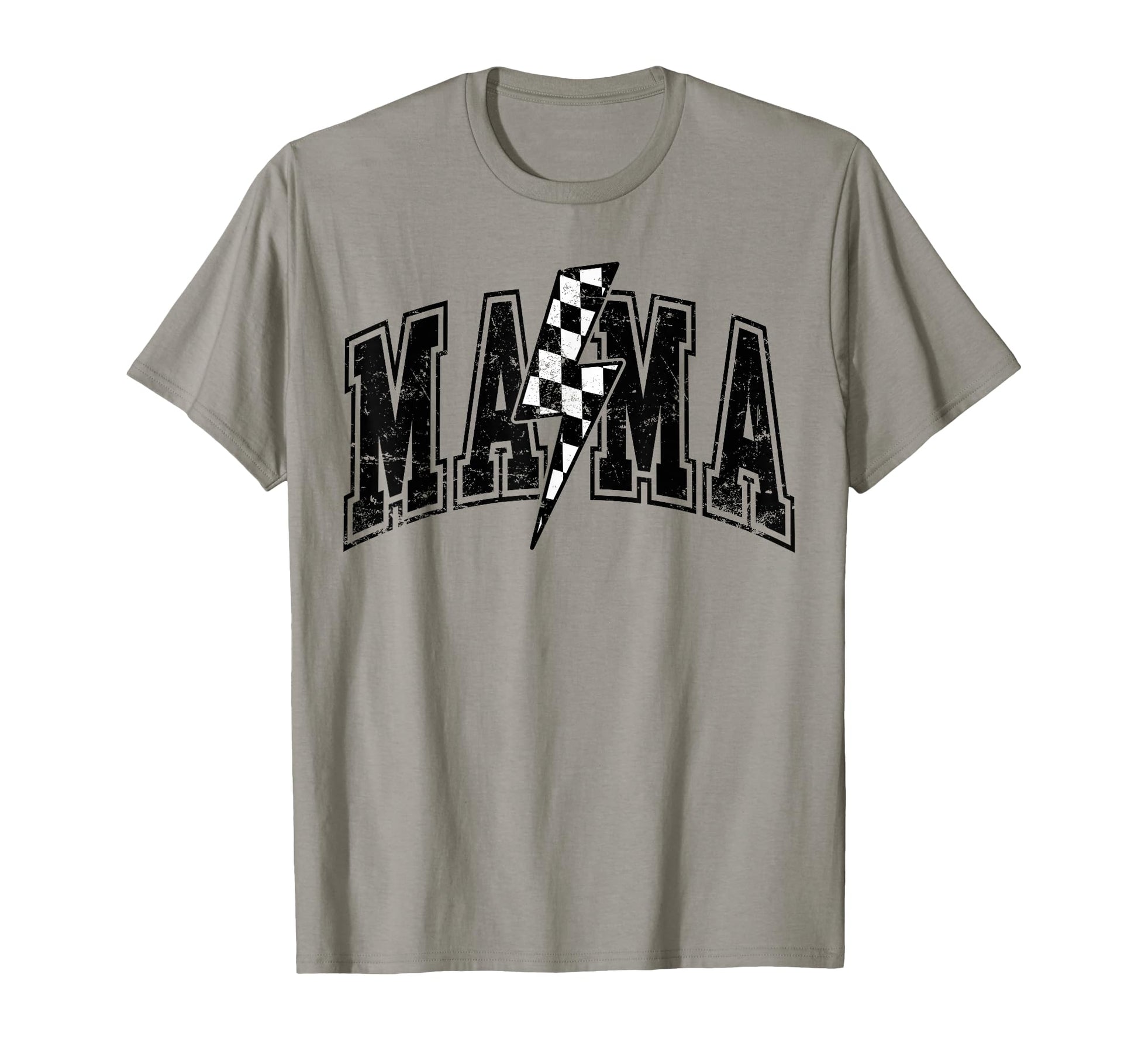 Mama Lightning Bolt Checkered T-Shirt - Casual Everyday Wear Men Women - T-Shirt, Sweatshirt, Hoodie
