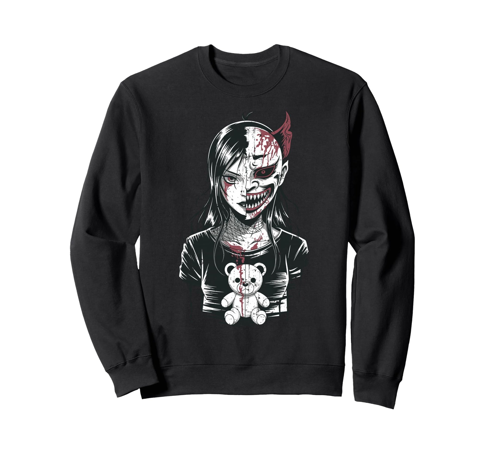 Japanese Goth Hannya Oni Mask Japan Sweatshirt - Unique Graphic for Adults - T-Shirt, Sweatshirt, Hoodie